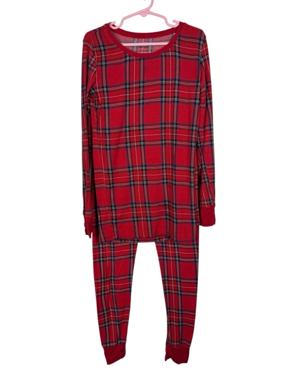 Little Sleepies Red Plaid Bamboo Pajama Set, Size 9/10 Kids